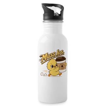 Küken Kaffee Muss Los Kaffeeliebhaber - Trinkflasche mit integriertem Trinkhalm - Weiß - Rechts