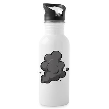 Graphique de nuage de fumée gris - Gourde avec paille intégrée - blanc - Droite