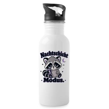 Nachtschicht Waschbär Modus - Trinkflasche mit integriertem Trinkhalm - Weiß - Rechts