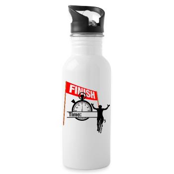 Cycling Finish Time - Water bottle with straw - white - Right