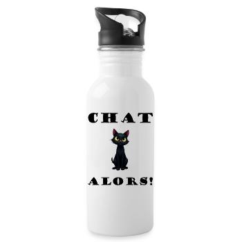 Cat then! Cat Vector Humorous Design - Water bottle with straw - white - Right