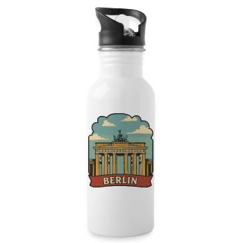 Berlin Brandenburg Gate Vintage Travel Sticker - Water bottle with straw - white - Right