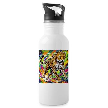 cheetah - Water bottle with straw - white - Right