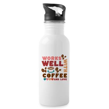 Works well with coffee and love - Water bottle with straw - white - Right