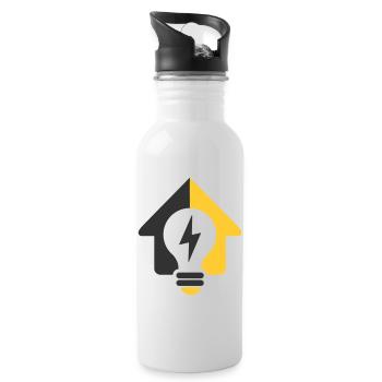 Elektro Haus Glühbirne Logo - Trinkflasche mit integriertem Trinkhalm - Weiß - Rechts