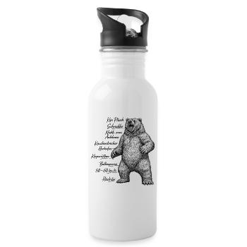 Der Bär ist los - Trinkflasche mit integriertem Trinkhalm - Weiß - Rechts
