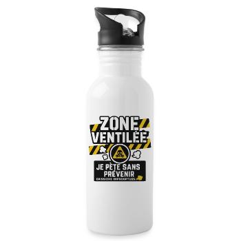 Zone Ventilée – Je pète sans prévenir - Gourde avec paille intégrée - blanc - Droite