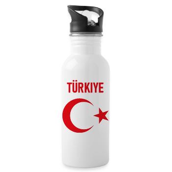 TÜRKEI TÜRKIYE TÜRKISCHE Europa Sport Fan - Trinkflasche mit integriertem Trinkhalm - Weiß - Rechts
