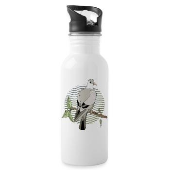 Bird Pigeon - Water bottle with straw - white - Right