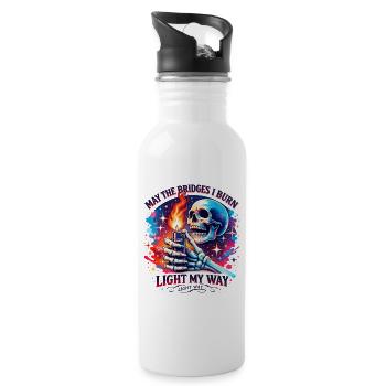 Burning bridges, light the way - Water bottle with straw - white - Right