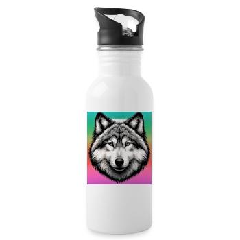 Wolf - Trinkflasche mit integriertem Trinkhalm - Weiß - Rechts