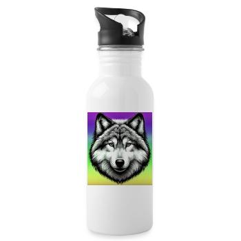 Wolf - Trinkflasche mit integriertem Trinkhalm - Weiß - Rechts