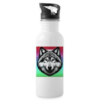 Wolf - Trinkflasche mit integriertem Trinkhalm - Weiß - Rechts