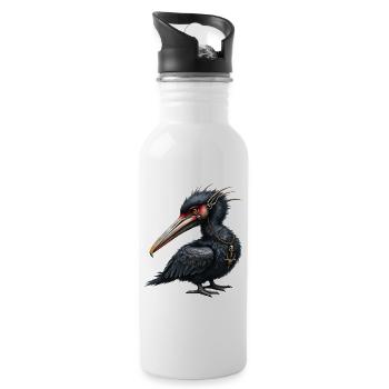 Mechanical bird with skull necklace - Water bottle with straw - white - Right