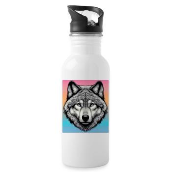 Wolf - Trinkflasche mit integriertem Trinkhalm - Weiß - Rechts