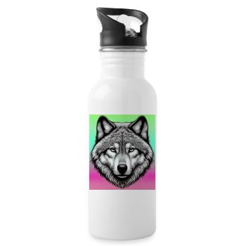 Wolf - Trinkflasche mit integriertem Trinkhalm - Weiß - Rechts