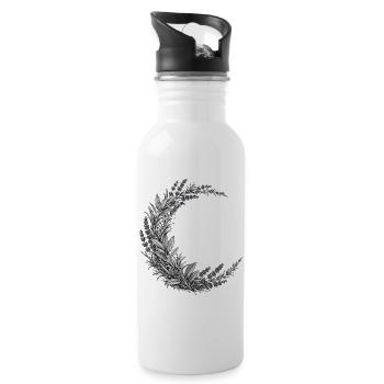 Lavender Wreath Sketch - Water bottle with straw - white - Right