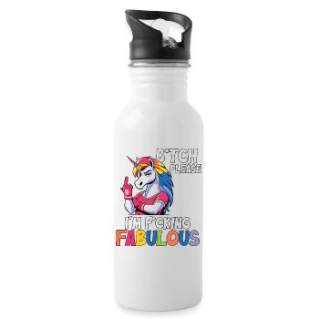 Regenbogen Unicorn Spruch ich bin toll - Trinkflasche mit integriertem Trinkhalm - Weiß - Rechts
