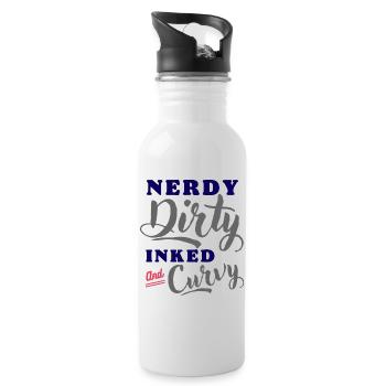 Nerdy Dirty Inked Curvy - Trinkflasche mit integriertem Trinkhalm - Weiß - Rechts
