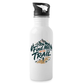 Find Me On The Trail Mountain Forest - Water bottle with straw - white - Right