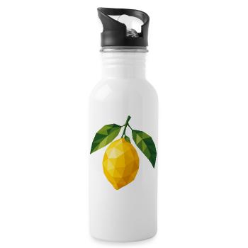 Geometric Lemon | Polygon Fruit Motif - Water bottle with straw - white - Right