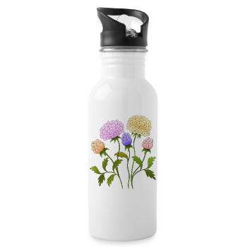Blumen - Trinkflasche mit integriertem Trinkhalm - Weiß - Rechts