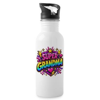Super Grandma - Superhero Rainbow Comic Hero - Water bottle with straw - white - Right