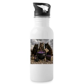 Halloween-Katzen kochen einen Trank - Trinkflasche mit integriertem Trinkhalm - Weiß - Rechts