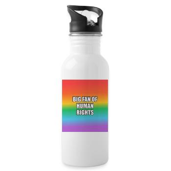 Grand fan des droits de l’homme : arc-en-ciel LGBT - Gourde avec paille intégrée - blanc - Droite