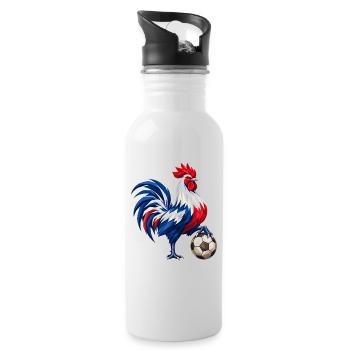 Frankreich Hahn Fußball Fan Motiv Wappentier - Trinkflasche mit integriertem Trinkhalm - Weiß - Rechts