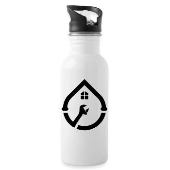 Logo du tuyau d’eau du plombier - Gourde avec paille intégrée - blanc - Droite