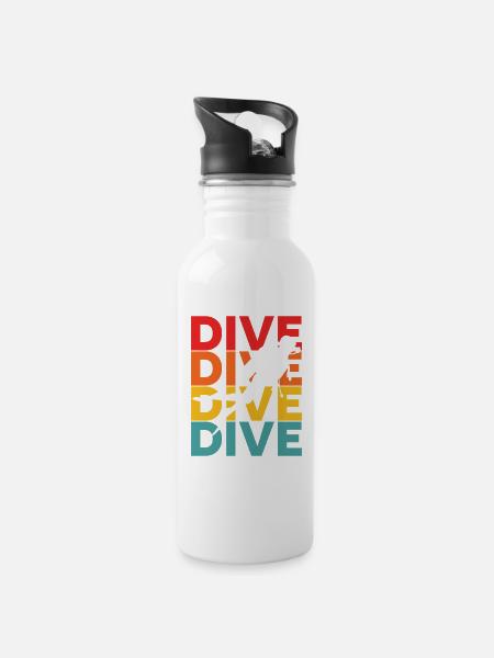Dive Taucher Tauchen  - Trinkflasche mit integriertem Trinkhalm - Weiß