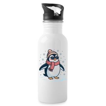Pingouin mignon - Cadeau pour l’amoureux des manchots - Gourde avec paille intégrée - blanc - Droite