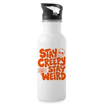Stay Creepy Stay Weird Halloween - Trinkflasche mit integriertem Trinkhalm - Weiß - Rechts
