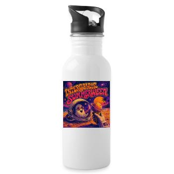 Summerween Astronaut Ghost Sci Fi Halloween Fans - Water bottle with straw - white - Right