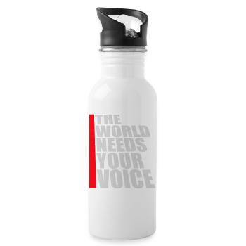 Die Welt Braucht Deine Stimme Inspirierend Zitat - Trinkflasche mit integriertem Trinkhalm - Weiß - Rechts