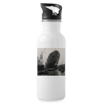 Robbe Shipyard Vintage Photo Animal Crime - Water bottle with straw - white - Right