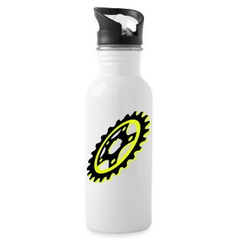 Bicycle Chainring Graphic - Water bottle with straw - white - Right