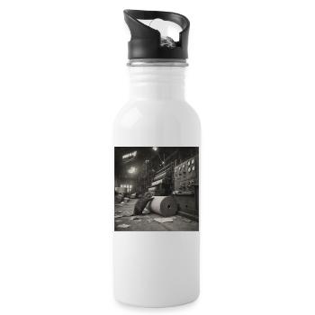 Beaver Paper Mill Industrial Retro Animal Crime - Water bottle with straw - white - Right