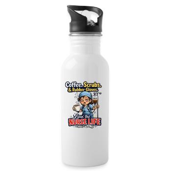 Funny Nurse Life Coffee Scrubs - Water bottle with straw - white - Right