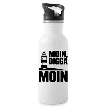  Moin Digga Moin Leuchtturm Norddeutsch Küste - Trinkflasche mit integriertem Trinkhalm - Weiß - Rechts