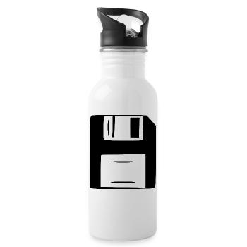Floppy Disk Computer Retro Gift - Water bottle with straw - white - Right