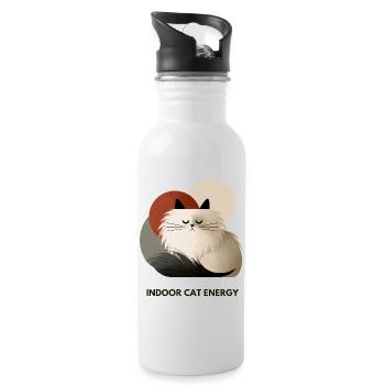 Design d’illustration rétro énergétique pour chats d’intérieur - Gourde avec paille intégrée - blanc - Droite