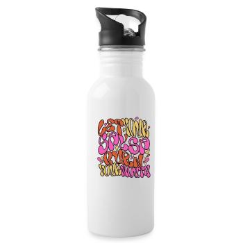 Psychedelische Soul-Vibes - Trinkflasche mit integriertem Trinkhalm - Weiß - Rechts