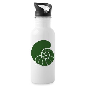 Grün Spiralmuster Muschel - Trinkflasche mit integriertem Trinkhalm - Weiß - Rechts