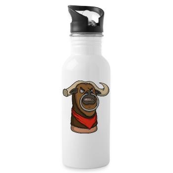 Toro – Cartoon Thumb Character - Trinkflasche mit integriertem Trinkhalm - Weiß - Rechts