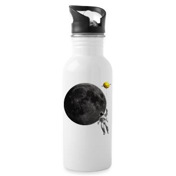 Astronaut and Moon Balloon - Trinkflasche mit integriertem Trinkhalm - Weiß - Rechts