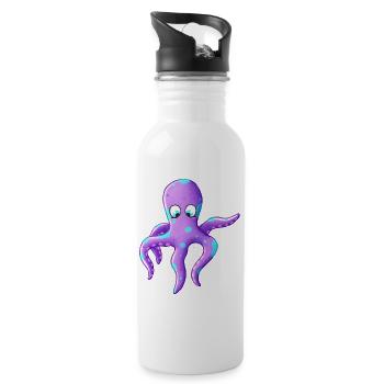 Purple Squid Pop Art - Water bottle with straw - white - Right