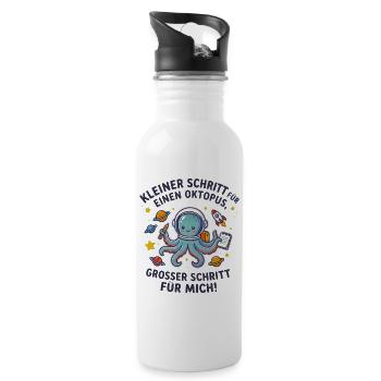 Kleiner Schritt für Oktopus Astronaut - Trinkflasche mit integriertem Trinkhalm - Weiß - Rechts