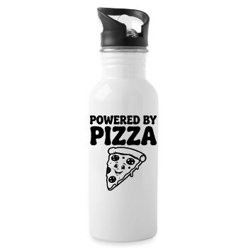 Propulsé par Pizza Lustiger Pizza Spruch - Gourde avec paille intégrée - blanc - Droite